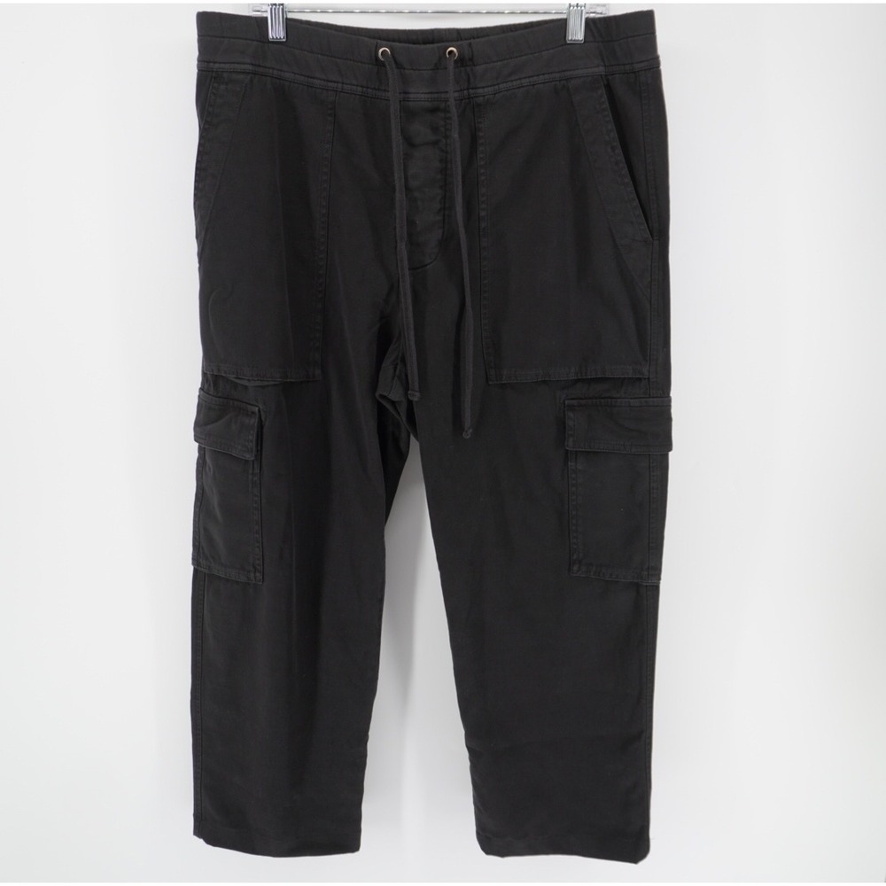 James Perse Los Angeles Mens Black Cargo Pants Drawstring Utility Grunge